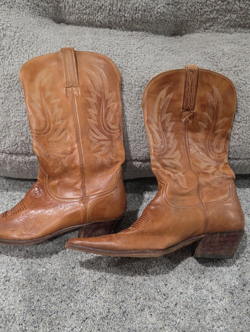 Vintage Lucchese Charlie 1 Horse Handcrafted In BRAZIL tan Leather Cowboy Boots